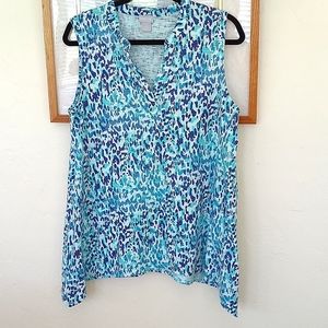 PRICE DROP - Chico's Animal Print Cotton Blend Tunic Tank Top Size 2 NWOT $12